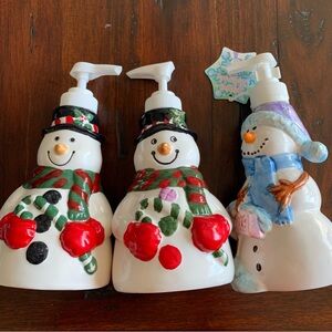 Vintage ceramic snowmen soap dispensers